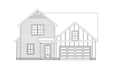 Blueprint of a two-story house with a garage and detailed architectural design.