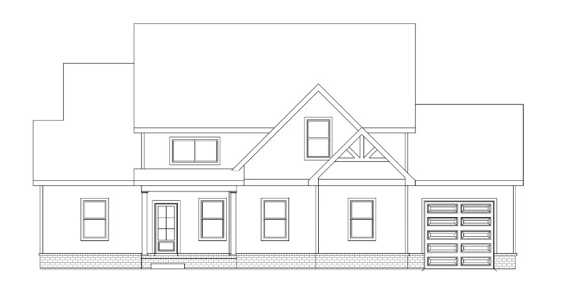 Blueprint of a single-story house with gabled roof and attached garage.